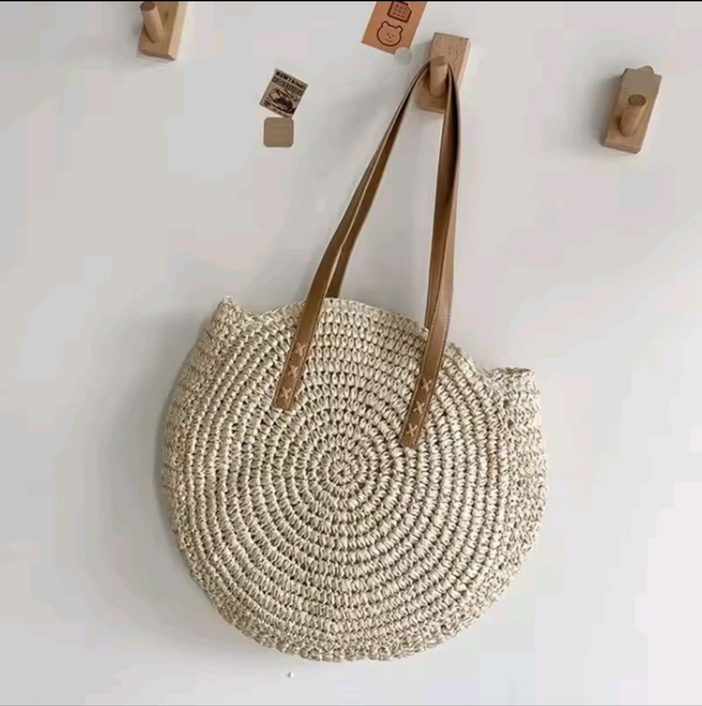 Straw Woven Tote Bag Double Handle